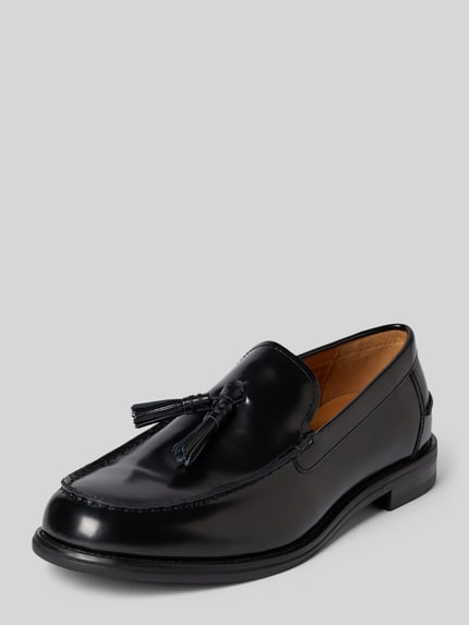 Productfoto, Loafer aus echtem Rindsleder Modell 'STEVEN' van Vagabond in zwart glad leer met ronde neus, blokhak en open instap