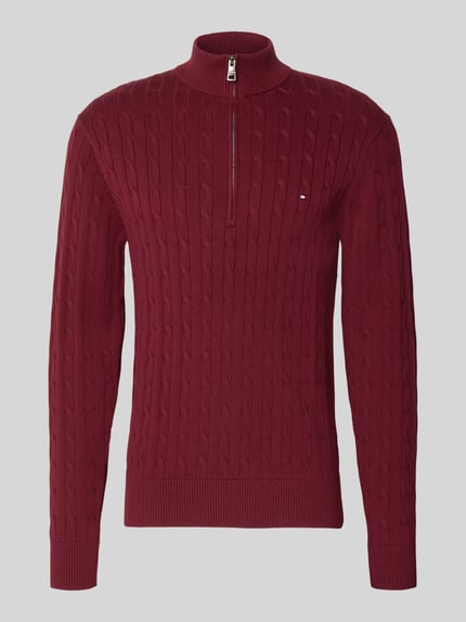 Tommy Hilfiger Troyer o kroju regular fit z czystej bawełny z wyhaftowanym logo Bordowy 2