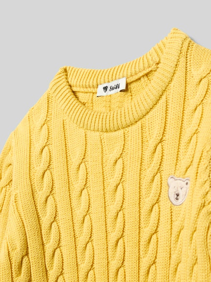 Steiff Gebreide pullover met ribboorden Mosterdgeel - 2