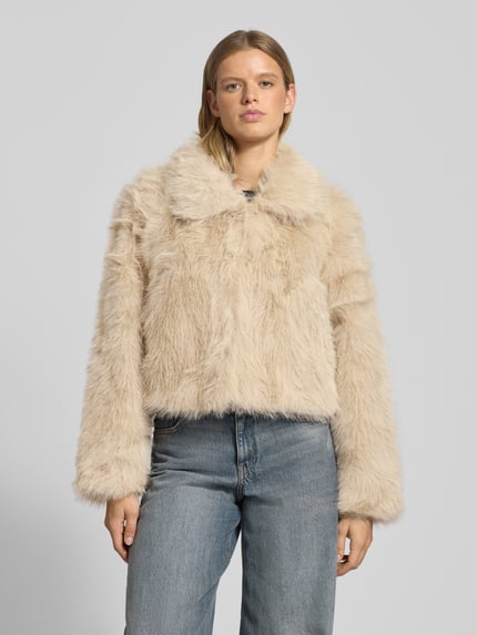 ONLY Regular fit jack van imitatiebont met platte kraag, model 'MANNY' Ecru - 4