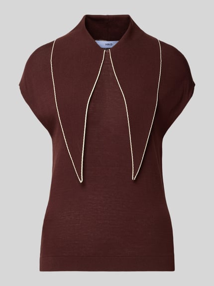 Produktfoto, Blusenshirt aus Viskose-Mix mit V-Ausschnitt Modell 'BERT' von Mango in Braun, Allover-Look, Regular Fit, Rückenlänge 54 cm.