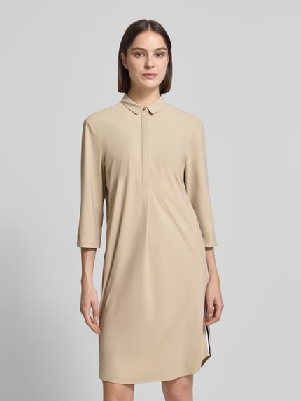 White Label Knielanges Hemdblusenkleid mit 3/4-Arm Taupe 4