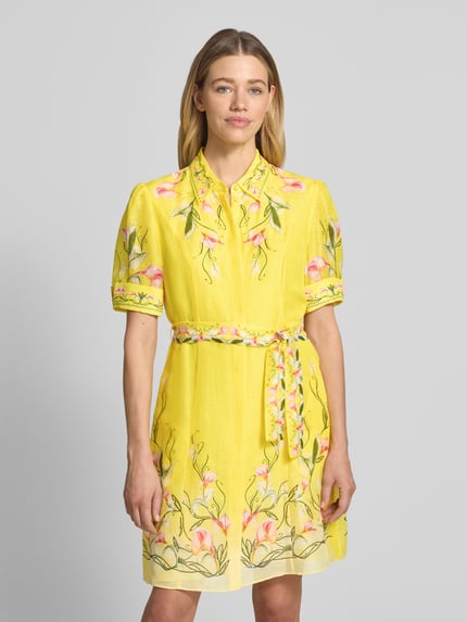 Marc Cain Minikleid aus reiner Viskose mit floralem Allover-Print GELB 4