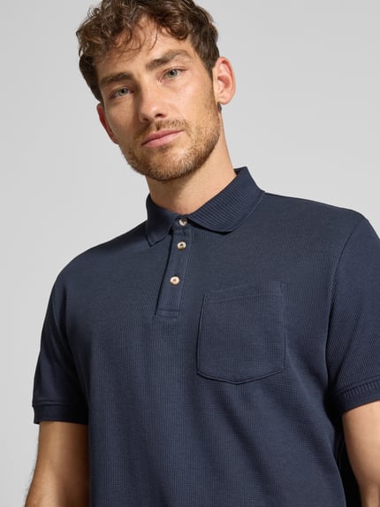 Tom Tailor Regular Fit Poloshirt aus Baumwoll-MIx Dunkelblau 3