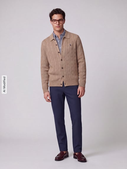 Polo Ralph Lauren Regular Fit Strickjacke aus reiner Baumwolle Beige 1