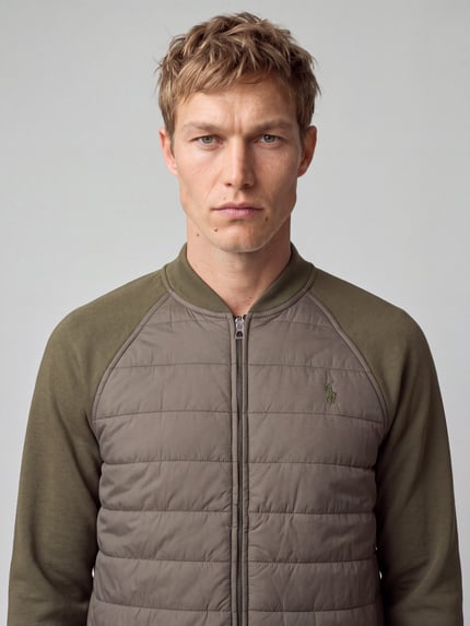 Polo Ralph Lauren Regular Fit Strickjacke mit gestepptem Frontpanel Oliv 3