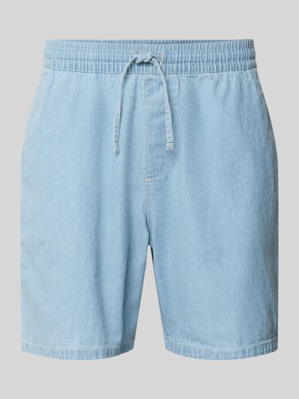 Produktfoto, Shorts mit elastischem Bund von REVIEW aus Reine Baumwolle, Regular-Fit, hellblau, Tunnelzug, Bundweite 41 cm, Innenbeinlänge 14 cm