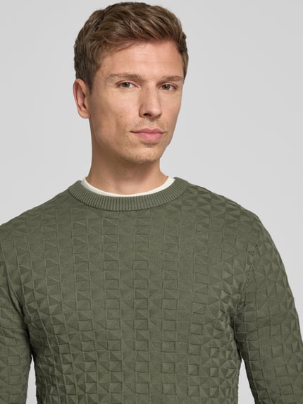 ONLY & SONS Regular Fit Strickpullover mit Strukturmuster Modell 'KALLE' Oliv 3