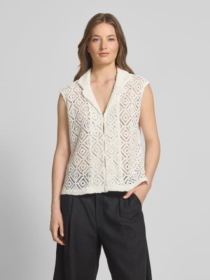 Christian Berg Woman Relaxed fit gehaakt gilet met ajourpatroon Offwhite - 4