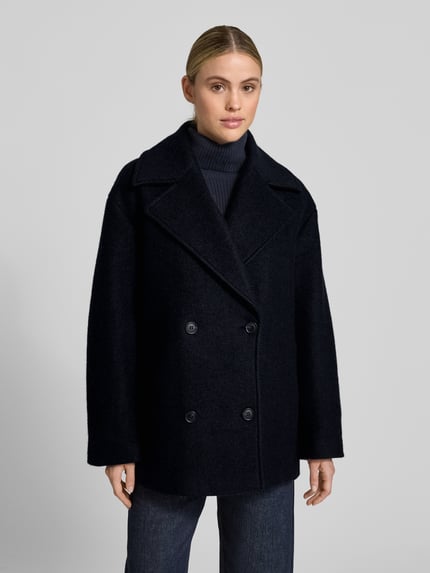 Style Icon Collection Oversized korte trenchcoat van wolmix - curated by Maja Weyhe Donkerblauw - 4