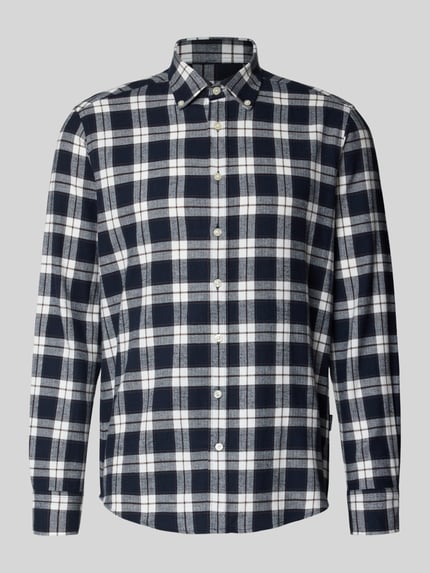 bugatti Regular Fit Freizeithemd mit Button-Down-Kragen Marine 1