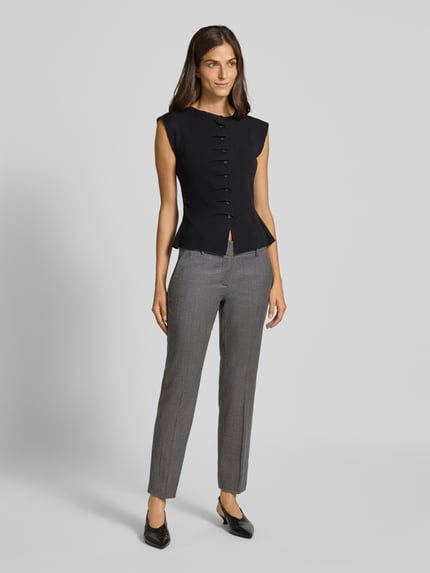 windsor. Slim Fit Hose aus Schurwolle-Elasthan-Mix Mittelgrau 1
