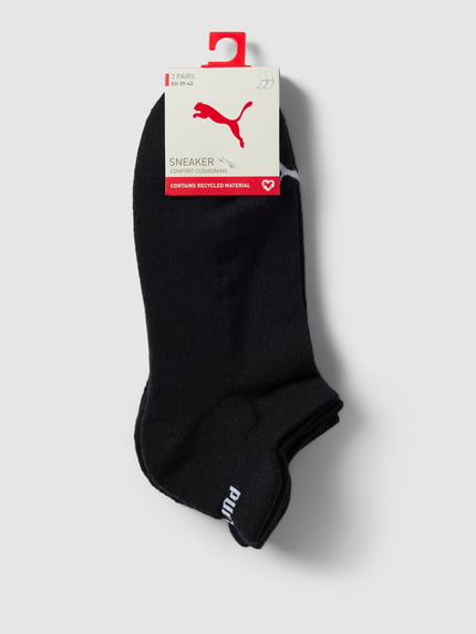 PUMA Krótkie skarpety z detalami z logo w zestawie 2 szt. model ‘Cushioned’ Czarny 3