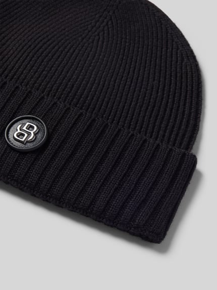 BOSS Mütze aus reiner Wolle mit Logo-Badge Modell 'Fati' Black 2