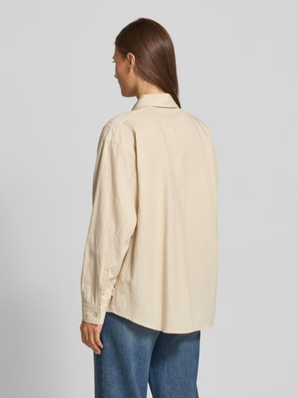 Mustang Oversized overhemdblouse met linnen, model 'Willow' Beige - 5