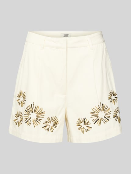 Scotch & Soda Wide leg korte broek met siersteentjes en pailletten Ecru - 2