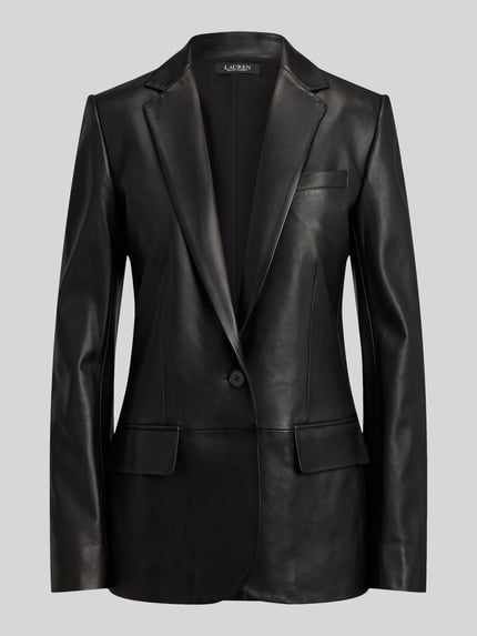 Lauren Ralph Lauren żakiet o kroju regular fit z naturalnej skóry Czarny 2