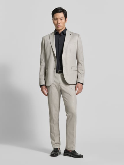 Zuitable straight fit stoffen broek met bandplooien model 'Sparta' Zand - 1