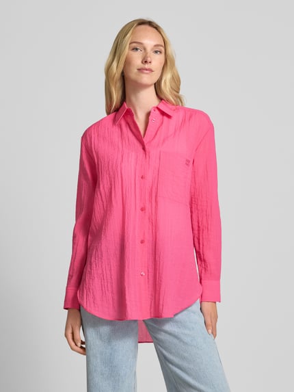 HUGO Relaxed Fit Hemdbluse in Crinkle-Optik Modell 'Elodina' Pink 4
