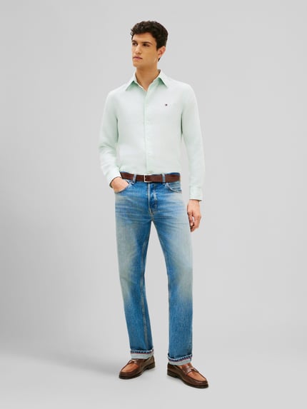Tommy Hilfiger Regular Fit Freizeithemd aus Baumwoll-Leinen-Mix  Mint 1