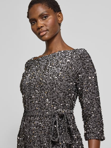 VILA Minikleid mit Paillettenbesatz Modell 'FAITH' Silber 3