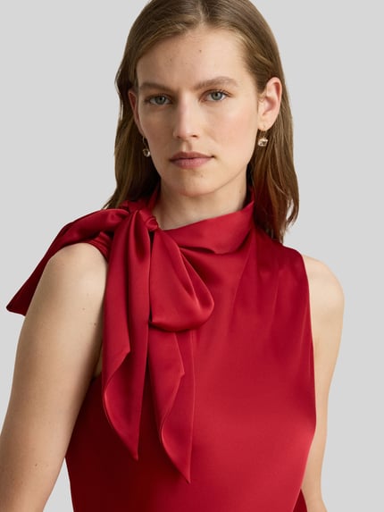 Lauren Ralph Lauren Blusentop mit großer Schleife Rot 3