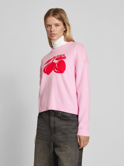 NOISY MAY® Strickpullover mit Motiv-Print Modell 'CERA' Rosa 4