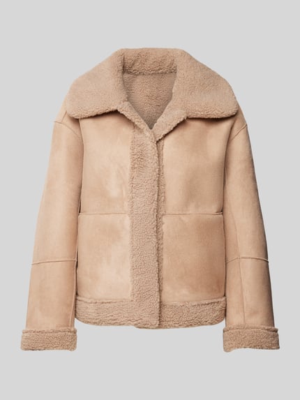 FREE/QUENT Webpelzjacke mit Teilungsnähten Modell 'Lamby' Taupe 2