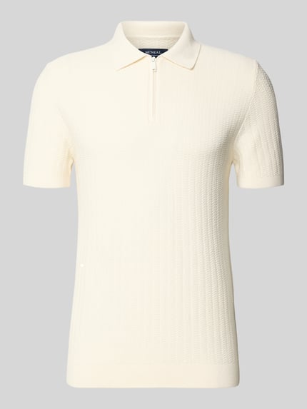 Produktfoto, poloshirt met korte ritssluiting en polokraag van MCNEAL, heren, biologisch katoen, body fit, ribboorden, crème, structuur