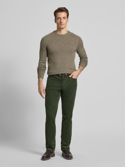 MCNEAL Regular Fit Strickpullover aus reiner Wolle Oliv Melange 1