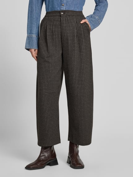 Jake*s Casual Wide Leg Stoffhose aus Viskose-Mix Dunkelgrau Melange 4