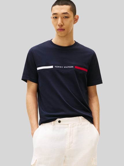 Tommy Hilfiger t-shirt o kroju regular fit z czystej bawełny Granatowy 4