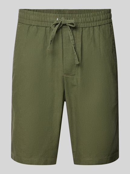 ONLY & SONS Regular Fit Shorts aus Baumwoll-Leinen-Mix Modell 'LINUS' Oliv 2