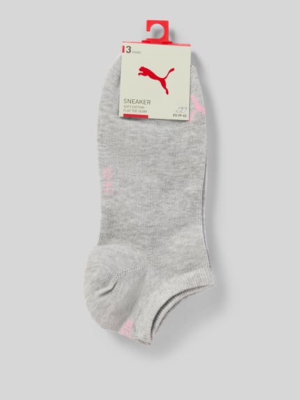 Produktfoto, Sneakersocken mit Logo im 3er-Pack von PUMA aus grauem Baumwoll-Mix mit Stretch-Anteil und körpernaher Passform für Damen