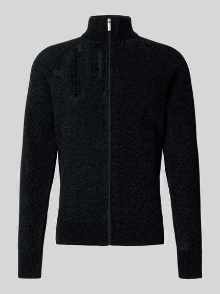 Jake*s Studio Men Strickjacke mit Stehkragen Black 2