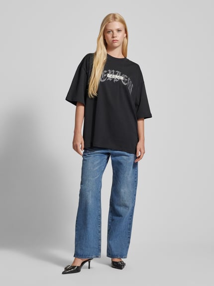 REVIEW Mid Waist Baggy Jeans aus Baumwoll-Mix mit Viskose-Anteil Blau 1