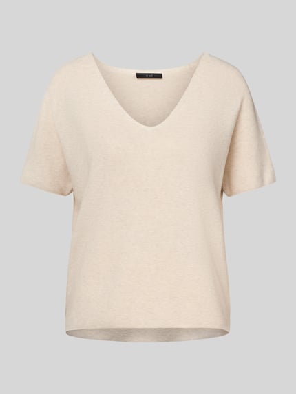 Oui Gebreid shirt met V-hals Wit - 2