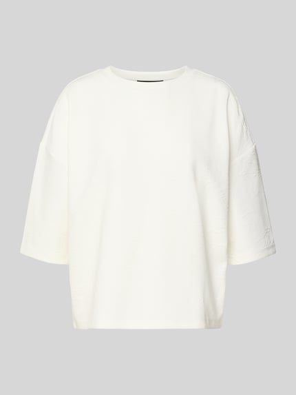 Produktfoto, Oversized T-Shirt mit Rundhalsausschnitt Modell 'Ucherry' von Someday, Damen T-Shirt aus Baumwoll-Mix mit Stretch-Anteil in Weiß, strukturierte glatte Oberfläche
