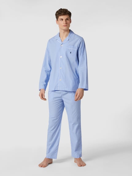 Polo Ralph Lauren Underwear Pyjama aus Baumwolle mit Webmuster Hellblau 1