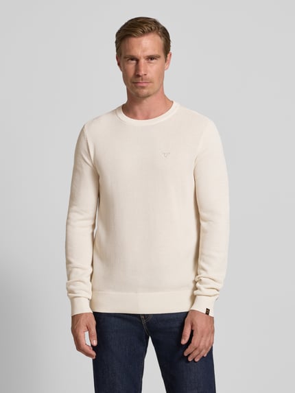 PME Legend Strickpullover mit Logo-Stitching Modell 'Ricecorn' Offwhite 4