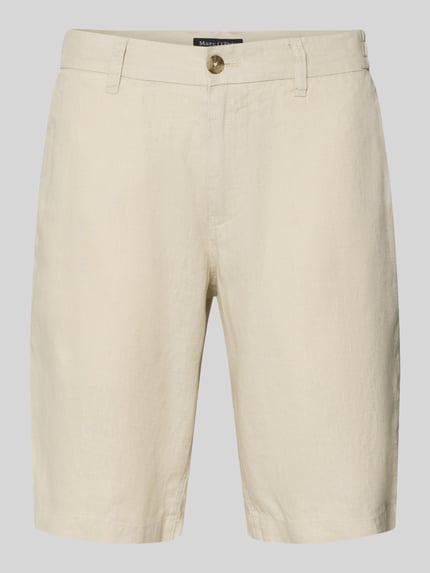 Productfoto, Regular Fit Shorts aus reinem Leinen Modell 'RESO JOGGER' van Marc O'Polo, look: effen, regular fit, knoop- en ritssluiting, zij-steekzakken, paspelzakken, materiaal: linnen, geproduceerd in europa