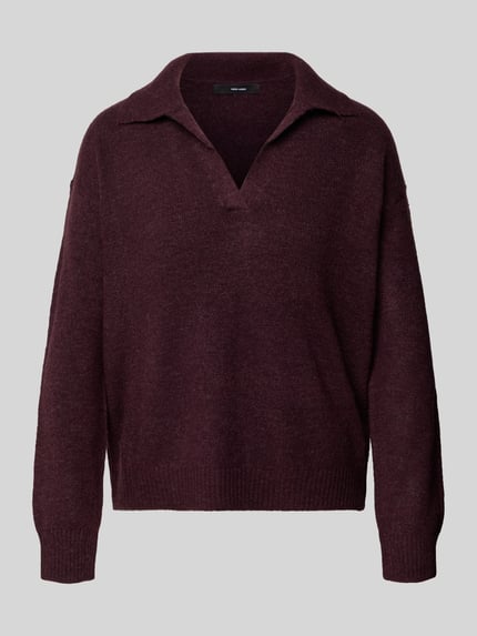 VERO MODA Regular Fit Strickpullover mit Hemdkragen Modell 'LEFILE' Bordeaux 2