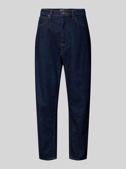 Produktfoto, Ankle Straight Fit Jeans mit Eingrifftaschen von Polo Ralph Lauren, Reine Baumwolle, verkürzte Passform, dunkelblau, glatte Textur, Bundweite Größe 27: 38 cm, Innenbeinlänge: 68 cm.