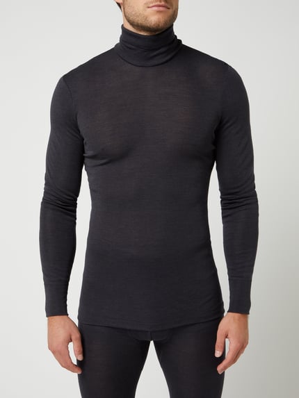 HANRO Shirt met lange mouwen van Mix van wol en zijde Antraciet - 4