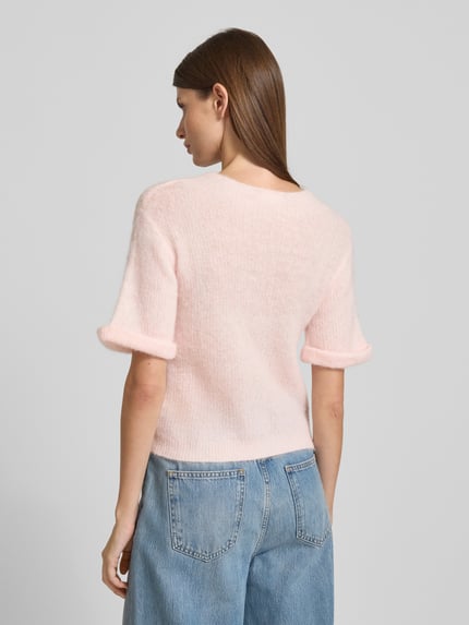 American Vintage Gebreide pullover met ribboorden, model 'NENYBAY' Lichtroze - 5