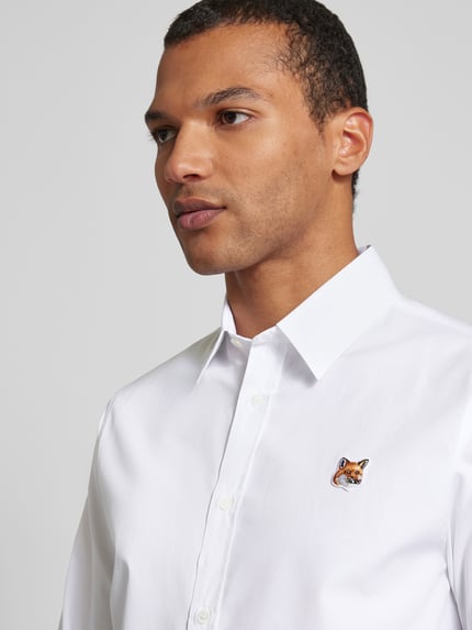 MAISON KITSUNÉ Freizeithemd mit Label-Stitching Weiss 3