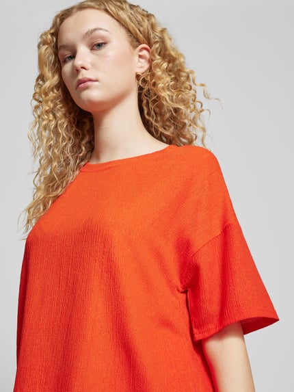 PIECES T-Shirt mit Strukturmuster Modell 'LUNA' Hellrot 3