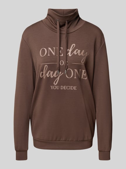 Soyaconcept Sweatshirt met opstaande kraag en tunnelkoord, model 'BANU' Chocoladebruin - 2