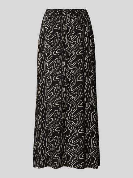 Produktfoto, Ausgestellter Maxi-Rock aus reiner Viskose Modell 'EASY JOY' von Vero Moda, Optik:Allover-Muster, grafisch, Popeline, Schwarz-Beige