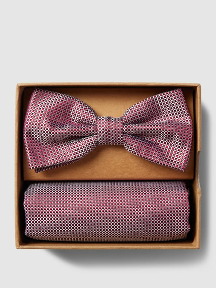 Prince Bowtie Fliege und Einstecktuch im Set aus reiner Seide Bordeaux 2
